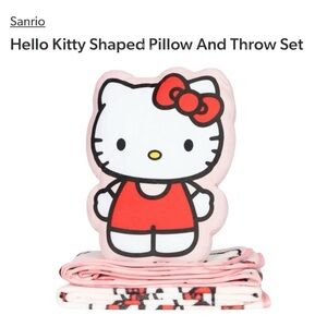 Sanrio Hello Kitty Red and Pink Pillow with Throw! Brand New!